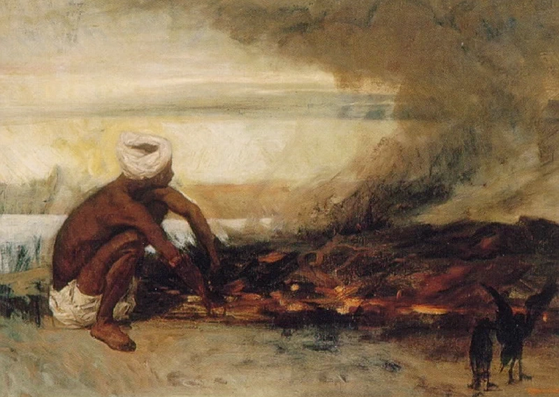 Jean - Joseph Benjamin, Constant, 188, Un arabo che accende il fuoco